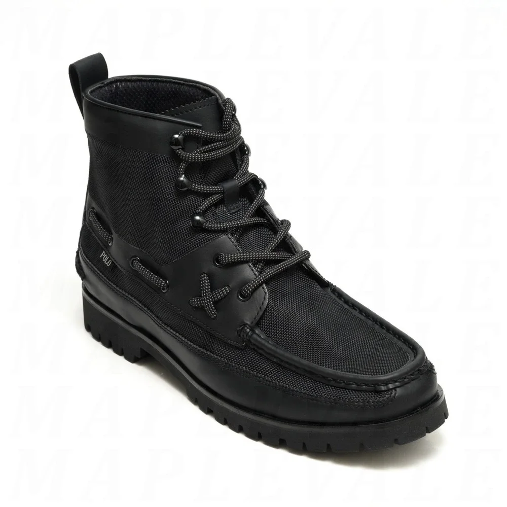 Polo Ralph Lauren Ranger Mid Ballistic Nylon Boots Men's Sz 9.5 Black Oxford NIB